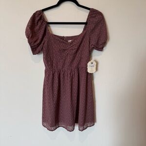 Altar'd State NWT Mauve Puff Sleeve Mini Dress Womens Size Medium Girly Feminine